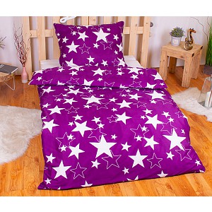 Povlečení mikrovlákno LIMITED 140x200+70x90 Vykrajované hvězdy fialové