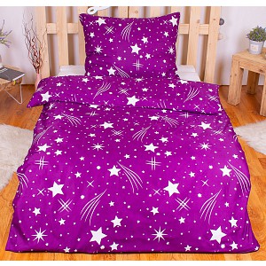 Povlečení mikrovlákno DeLuxe 140x200+70x90 Komety fialové