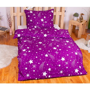Povlečení mikrovlákno DeLuxe 140x200+70x90 Komety fialové