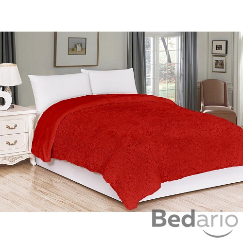 Luxusní deka s dlouhým vlasem 150x200 - Červená