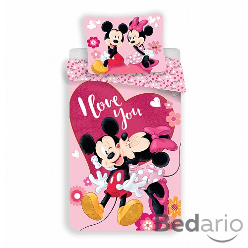 Povlečení z mikrovlákna 140x200+70x90 Mickey & Minnie KISS