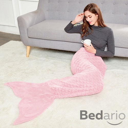 Mikroflanelová televizní deka Mořská panna 140 cm - Světle růžová