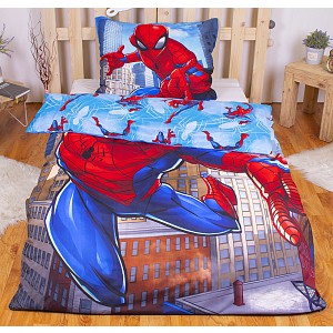 Povlečení z mikrovlákna 140x200+70x90 Spiderman Blue