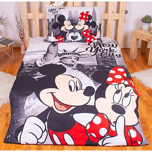 Povlečení z mikrovlákna 140x200+70x90 Mickey & Minnie v NY II