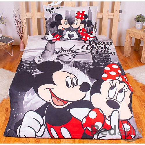Povlečení z mikrovlákna 140x200+70x90 Mickey & Minnie v NY II