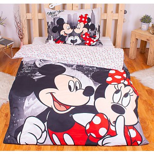 Povlečení z mikrovlákna 140x200+70x90 Mickey & Minnie v NY II