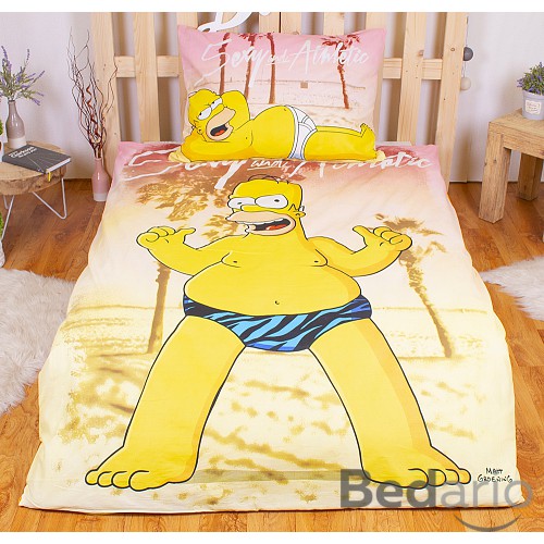 Bavlněné povlečení 140x200+70x90 Homer Simpson beach