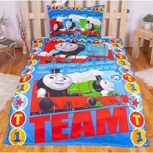 Bavlněné povlečení 140x200+70x90 Mašinka Tomáš Steam Team