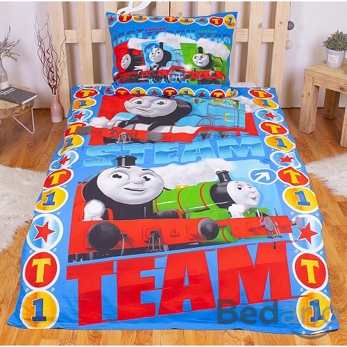 Bavlněné povlečení 140x200+70x90 Mašinka Tomáš Steam Team
