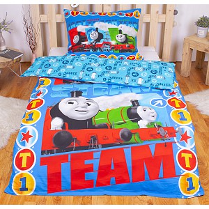 Bavlněné povlečení 140x200+70x90 Mašinka Tomáš Steam Team