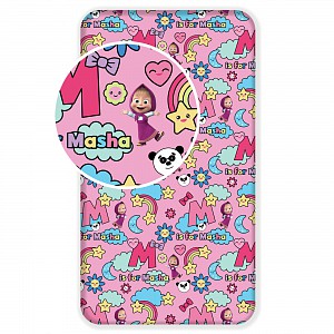 Bavlněné prostěradlo 90x200 Máša a Medvěd Rainbow