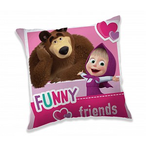 Dekorační polštářek 40x40 cm - Máša a Medvěd FRIENDS
