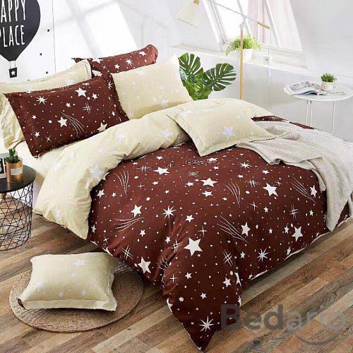 Sedmidílná sada bavlněného povlečení 140x200+70x90 Night sky brown