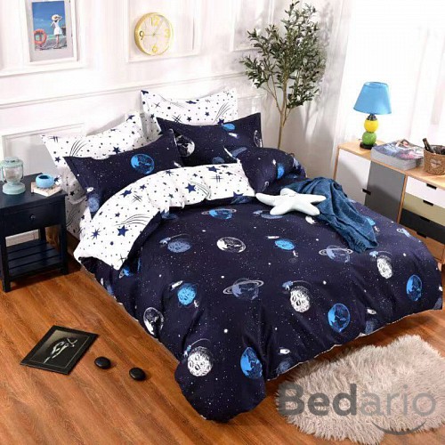 Sedmidílná sada bavlněného povlečení 140x200+70x90 Vesmír