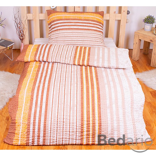 Krepové povlečení PREMIUM 140x200+70x90 Brown stripes