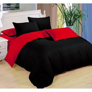 Sedmidílná sada hebkého povlečení 140x200+70x90 Black & Red