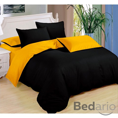 Sedmidílná sada hebkého povlečení 140x200+70x90 Black & Yellow