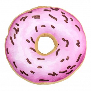 Dekorační plyšový polštářek DONUT II 40 cm - Malina s čoko posypem