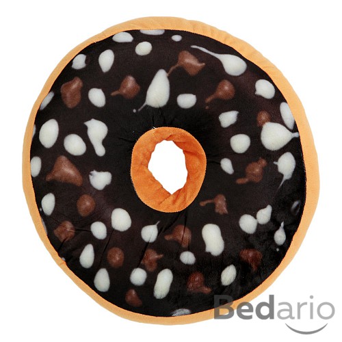 Dekorační plyšový polštářek DONUT 40 cm - Mléčná čokoláda s bílou