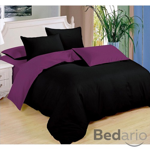 Sedmidílná sada hebkého povlečení 140x200+70x90 Black & Purple