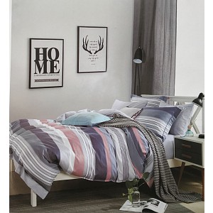 Bavlněné povlečení 140x200+70x90 Pink - blue stripes