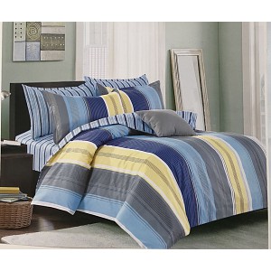 Bavlněné povlečení 140x200+70x90 Pruhy modrožluté