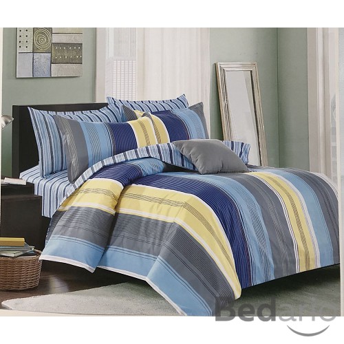 Bavlněné povlečení 140x200+70x90 Pruhy modrožluté