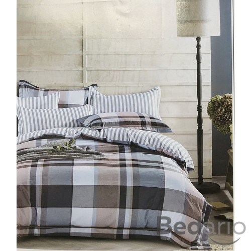 Bavlněné povlečení 140x200+70x90 Karo s pruhy