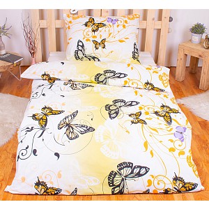Bavlněné povlečení 140x200+70x90 Motýl žlutý I