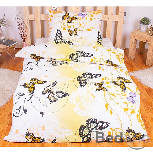 Bavlněné povlečení 140x200+70x90 Motýl žlutý I