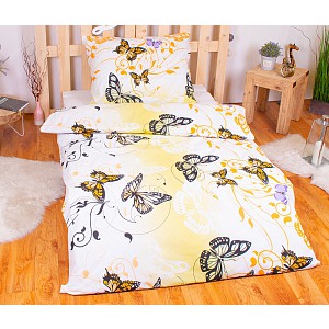 Bavlněné povlečení 140x200+70x90 Motýl žlutý I