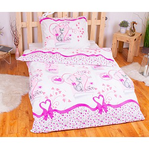 Bavlněné povlečení 140x200+70x90 Cat letters