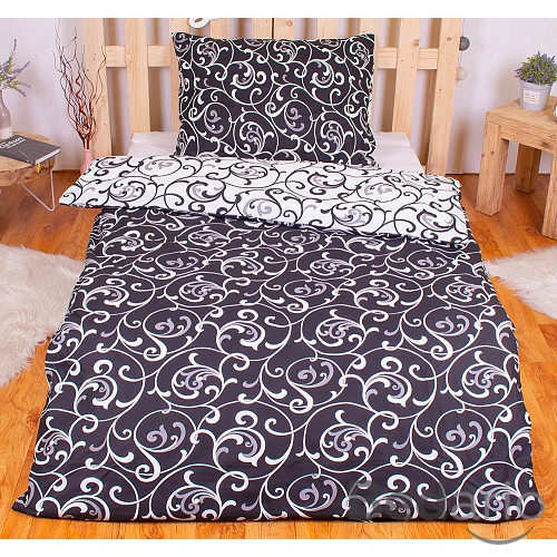 Bavlněné povlečení 140x200+70x90 Ornament černo-bílý
