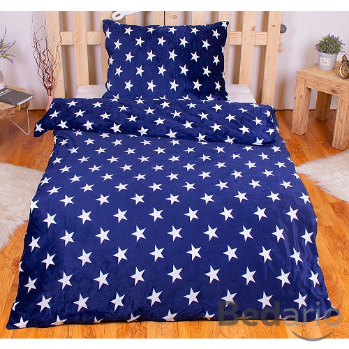 Mikroplyšové povlečení Premium 140x200+70x90 Noční nebe modré