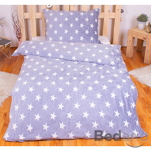 Mikroplyšové povlečení Premium 140x200+70x90 Noční nebe šedé