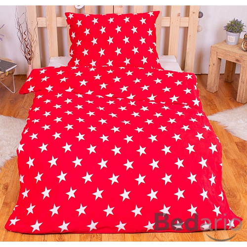 Mikroplyšové povlečení Premium 140x200+70x90 Noční nebe červené