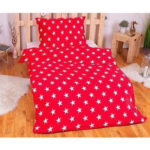 Mikroplyšové povlečení Premium 140x200+70x90 Noční nebe červené