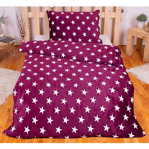 Mikroplyšové povlečení Premium 140x200+70x90 Noční nebe vínové