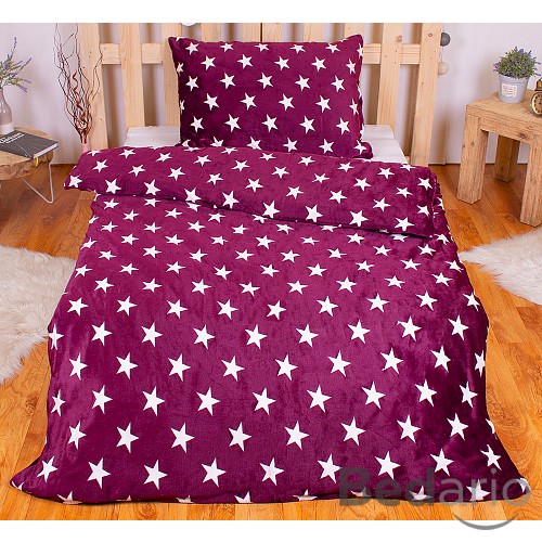 Mikroplyšové povlečení Premium 140x200+70x90 Noční nebe vínové