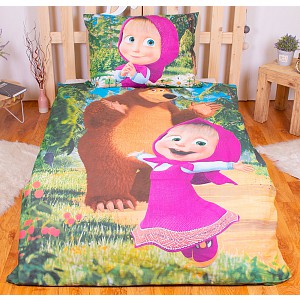 Bavlněné povlečení 140x200+70x90 Máša a Medvěd zas a znova