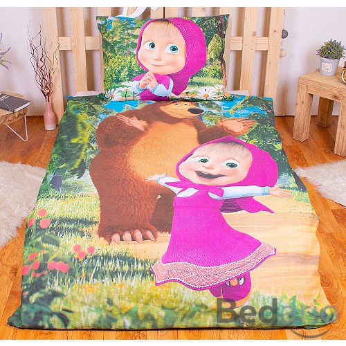 Bavlněné povlečení 140x200+70x90 Máša a Medvěd zas a znova
