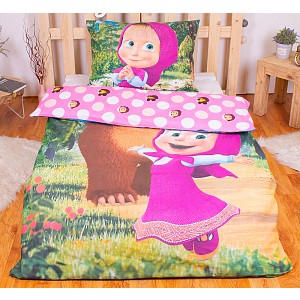Bavlněné povlečení 140x200+70x90 Máša a Medvěd zas a znova