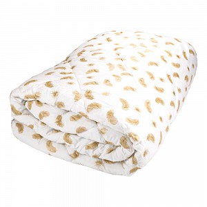 Prošívaná přikrývka ECONOMY bílá zlatá pírka 140x200