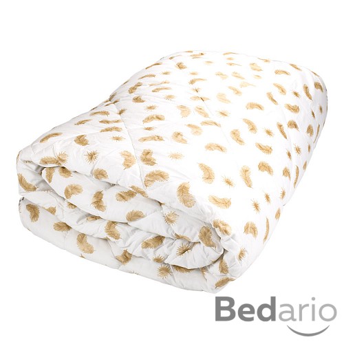 Prošívaná přikrývka ECONOMY bílá zlatá pírka 140x200