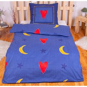 FLANELOVÉ POVLEČENÍ DELUXE 140x200+70x90 Blue Heart