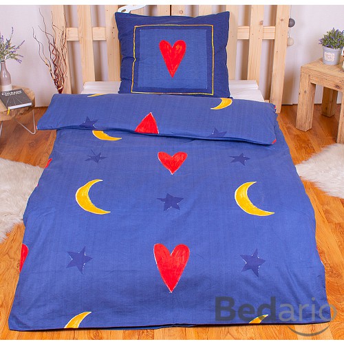 FLANELOVÉ POVLEČENÍ DELUXE 140x200+70x90 Blue Heart