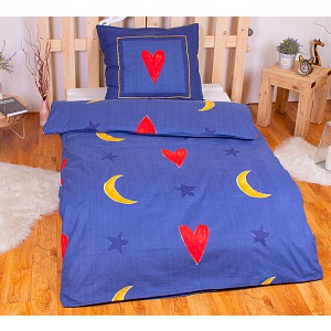 FLANELOVÉ POVLEČENÍ DELUXE 140x200+70x90 Blue Heart