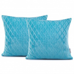 Povlak na polštářek mikroflanel ŠUPINKY 45x45 - Tyrkysová