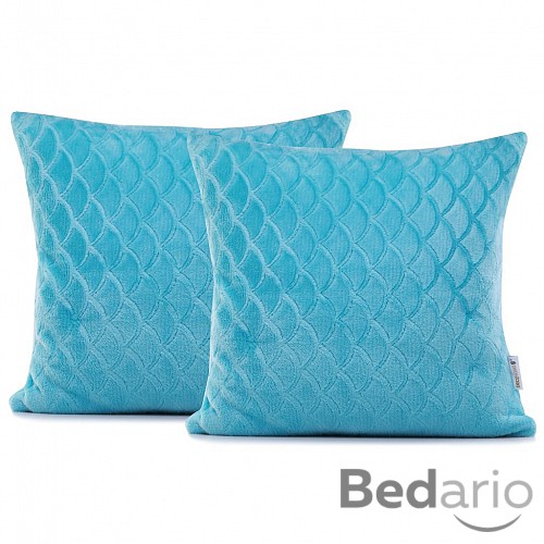 Povlak na polštářek mikroflanel ŠUPINKY 45x45 - Tyrkysová