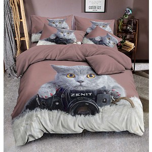 3D povlečení 140x200+70x90+40x40 Grey cat photo